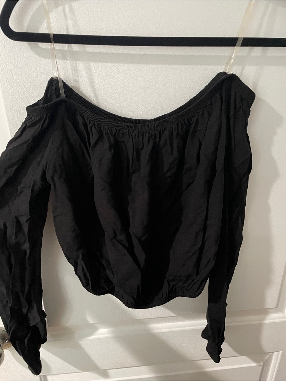 Windsor Black Off-Shoulder Long Sleeve Blouse